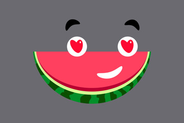 Cute watermelon, cartoon character vector illustration