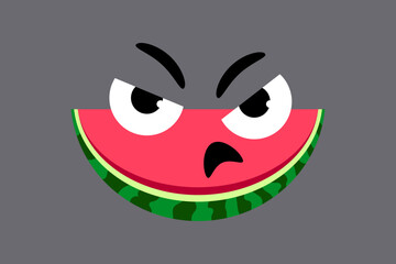 Cute watermelon, cartoon character vector illustration