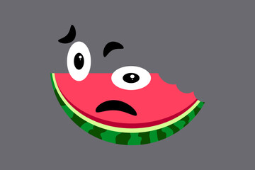 Cute watermelon, cartoon character vector illustration