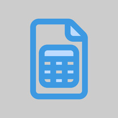 Table file icon in blue style, use for website mobile app presentation