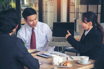 Team Business Partners shaking hands together to Greeting Start up small business in meeting room. Shakehand teamwork partners at modern office handshake together. Business mergers and acquisitions