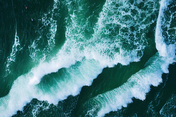 Fototapeta na wymiar Spectacular aerial top view background photo of ocean sea water splashing. Generative AI.