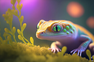 An extremely sharp and detailed portrait of gecko macro. Generative AI. Detailed gecko. Gecko macro.