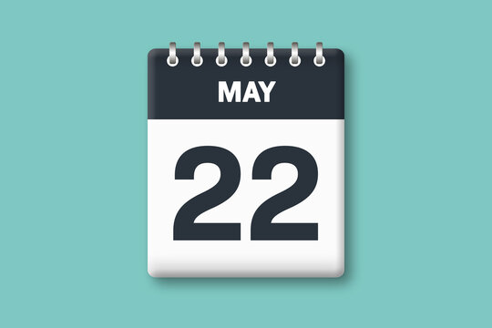 May 22 - Calender Date  22nd of May on Cyan / Bluegreen Background