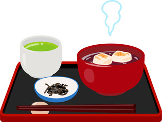 お汁粉と塩昆布