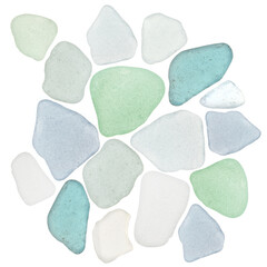 peace of sea glass isolated on a white backaground