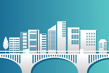 Pappercut city design vector template