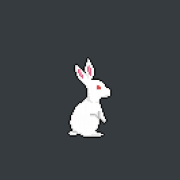 white rabbit in pixel art style