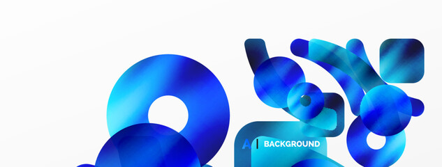 Metallic shiny geometric surfaces, round shapes and circles. Digital web futuristic template for wallpaper, banner, background, card, book Illustration, landing page