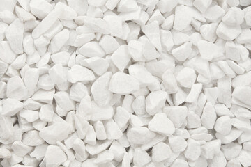 White gray pebbles texture background, small stone gravel for garden decoration.