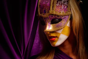 Fototapeten close up portrait of beauty young woman in venice mask © Heorshe