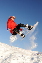 Young woman take fun on the snowboard