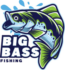 largemouth bass fish mascot logo