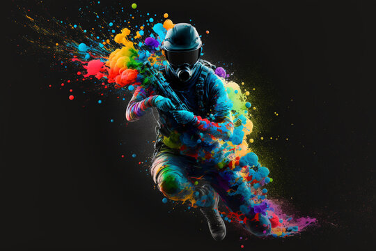 A tactical suit and color bombs for a war game. Generative AI