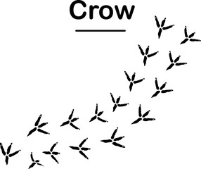 Crow paw print vector icon. Crow flat sign. Animal footprint. Crow print silhouette. Raven footprints