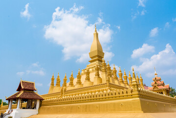Fototapeta na wymiar Beautiful Architecture at Pha That Luang Temple in Vientiane, Laos