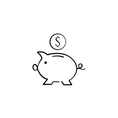 Piggy Bank Line Style Icon Design