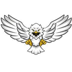 Cute eagle cartoon mascot flying