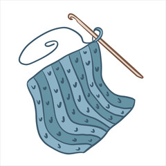 Vector color illustration of sample of knitted pattern on knitting crochet