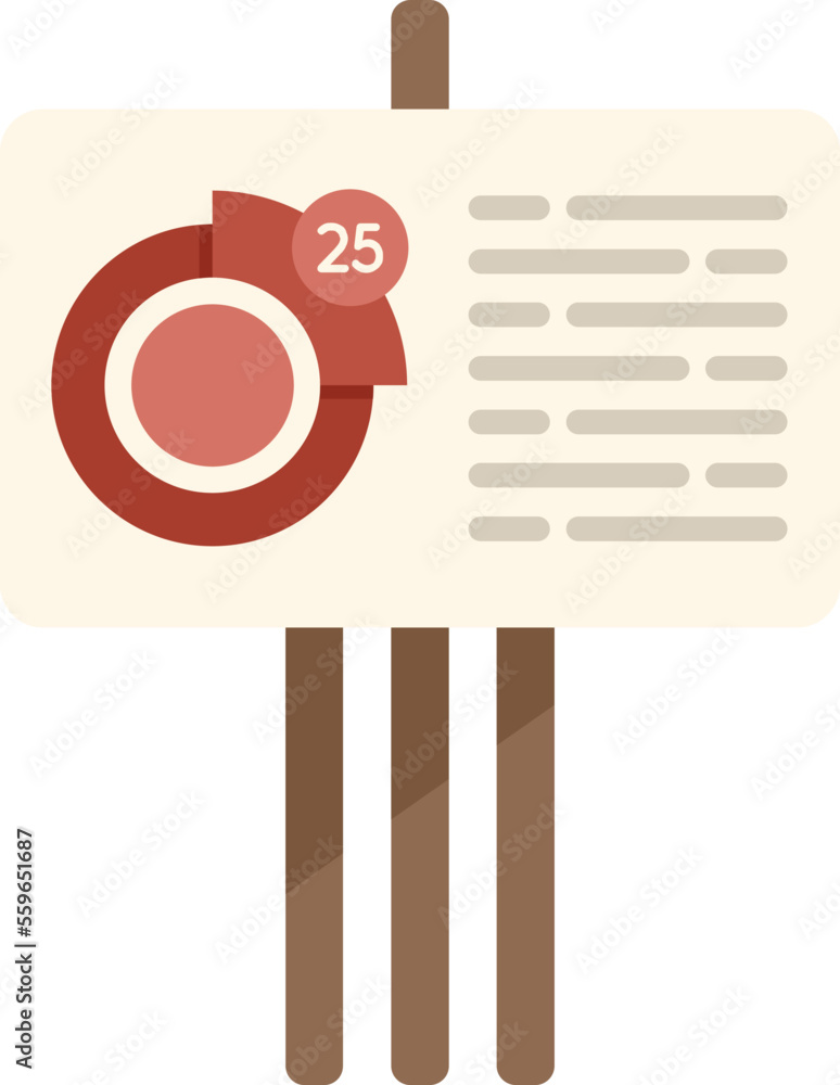 Sticker chart banner icon flat vector. market target. business share isolated