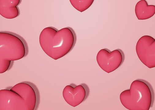 3d rendering of  cute pink heart background or pink love background