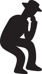 顎に手をあてて考える男性のシルエット