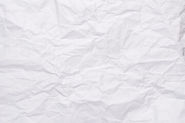 White crumpled paper texture background, clean white wrinkled paper, top view.