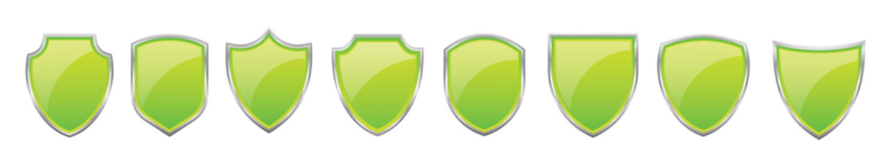 Vector green 3d shield protections - obrazy, fototapety, plakaty