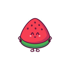 Funny cute happy watermelon characters bundle set. Vector kawaii line cartoon style illustration. Cute watermelon mascot character collection