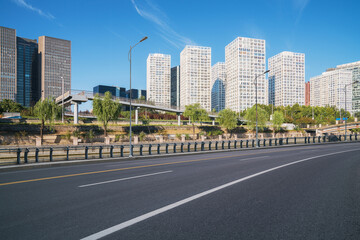Fototapeta na wymiar The skyline of modern urban architecture and highways in Beijing, the capital of China