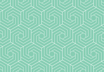 Abstract geometric pattern with stripes, lines. Seamless vector background. White and green ornament. Simple lattice graphic design