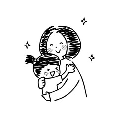 抱っこする母子