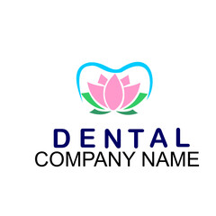 dental clinic logo with beautiful lotus flower blend
