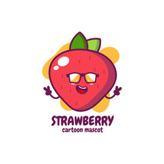 Strawberry. Cute fruit vector character set isolated on white