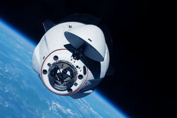 Spaceship in space. Elements of this image furnished by NASA