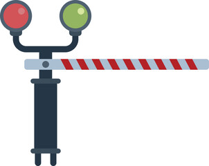 Danger barrier icon flat vector. Train road. Open control isolated