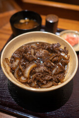Gyudon, a Japanese beef on rice bowl