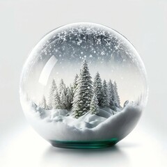 Christmas winter transparent clear sphere isolated on white background 