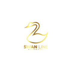 swan line art logo template elegant color