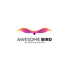bird logo color design gradient template