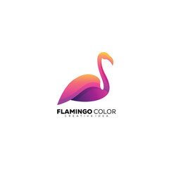 flamingo colorful logo design template