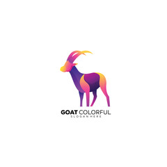 goat gradient logo illustration template colorful