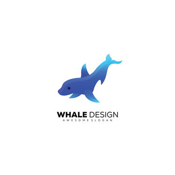 whale logo gradient color design template vector