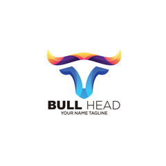 head bull logo illustration design art gradient color