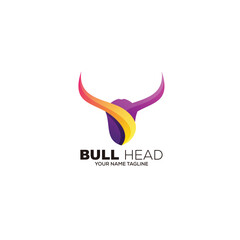 head bull logo colorful design vector