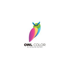 owl colorful logo template design gradient