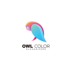 owl colorful design art gradient color template