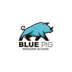 pig mascot logo design colorful template
