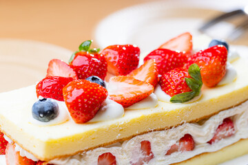 Homemade of strawberry birthday cake