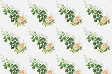 Vector abstract seamless beautiful floral leaves pattern flat background